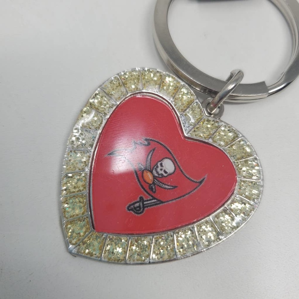 Rico Industries NFL Metal Rhinestone Heart Keychain - Tampa Bay Buccaneers